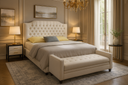 Cama Leather 1.8*2.0 Beige claro